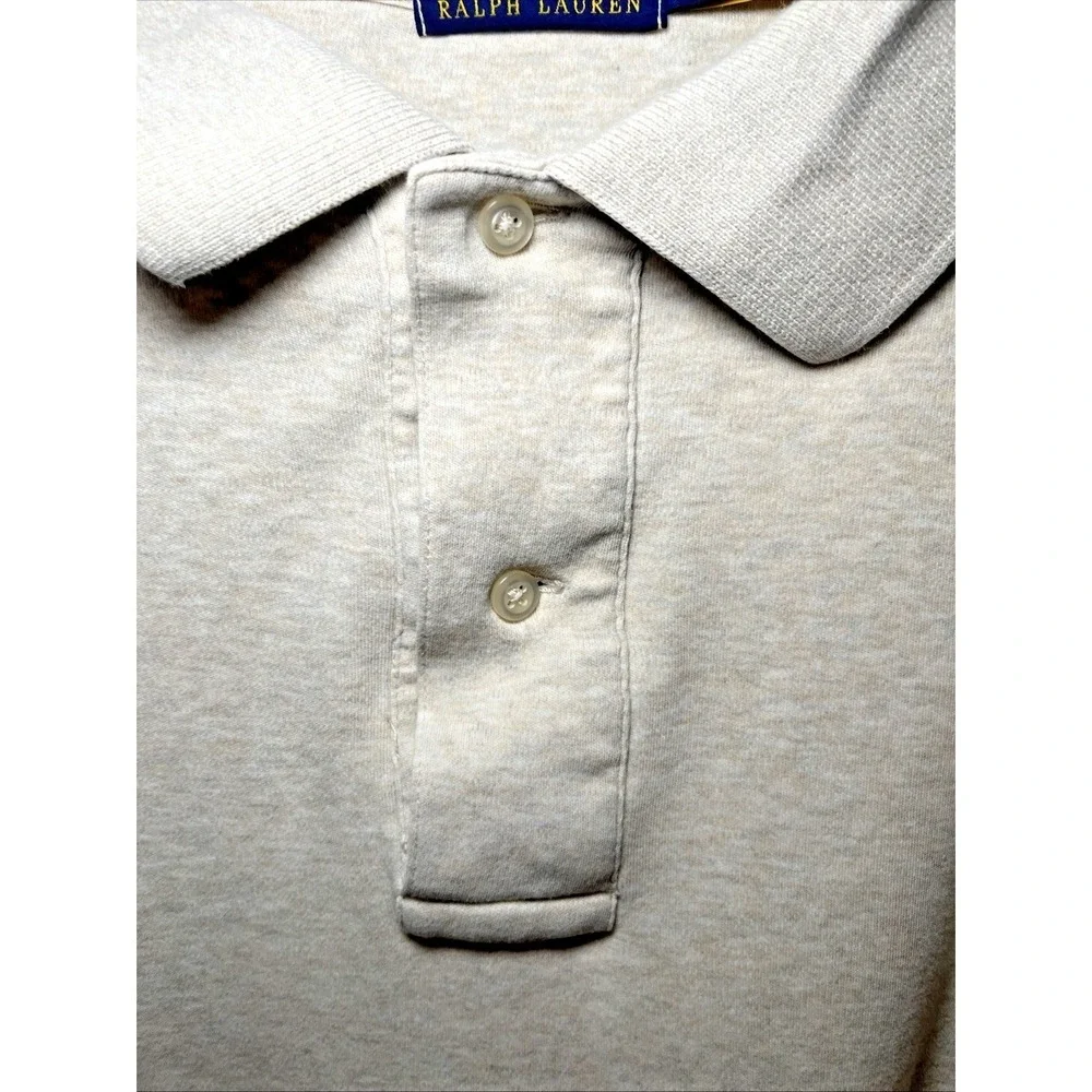 Polo Ralph Lauren XLT Polo Shirt Beige Heather Orange Pony Cotton Tall XLT